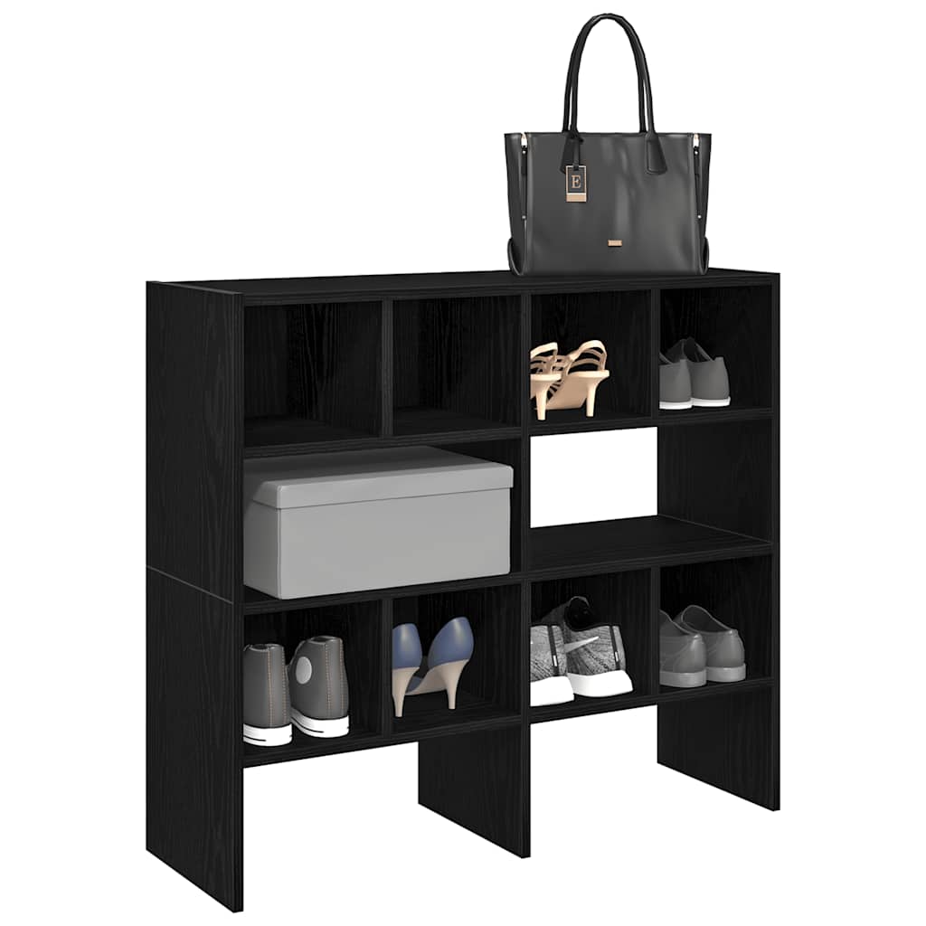 Scarpiere 2 pz Impilabili Rovere Nero 89,5x30x40 cm