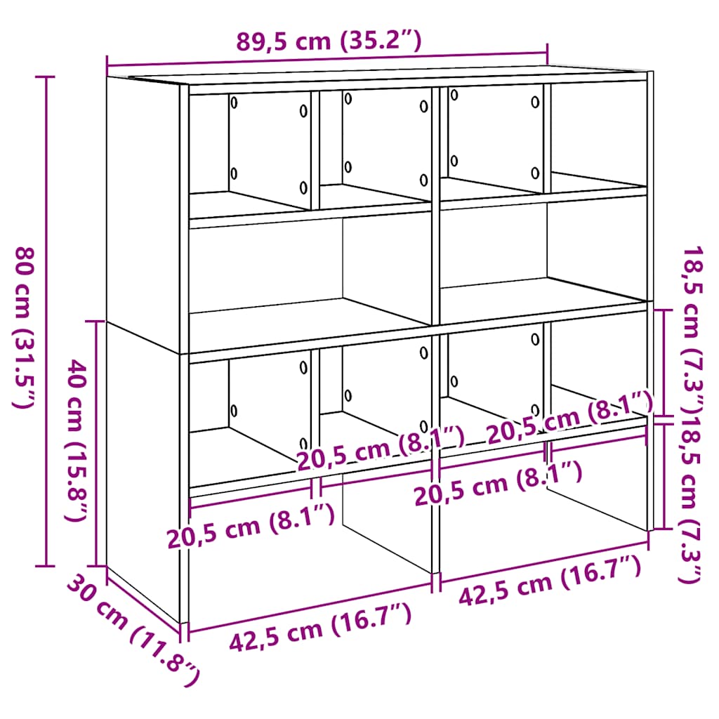 Scarpiere 2 pz Impilabili Rovere Nero 89,5x30x40 cm