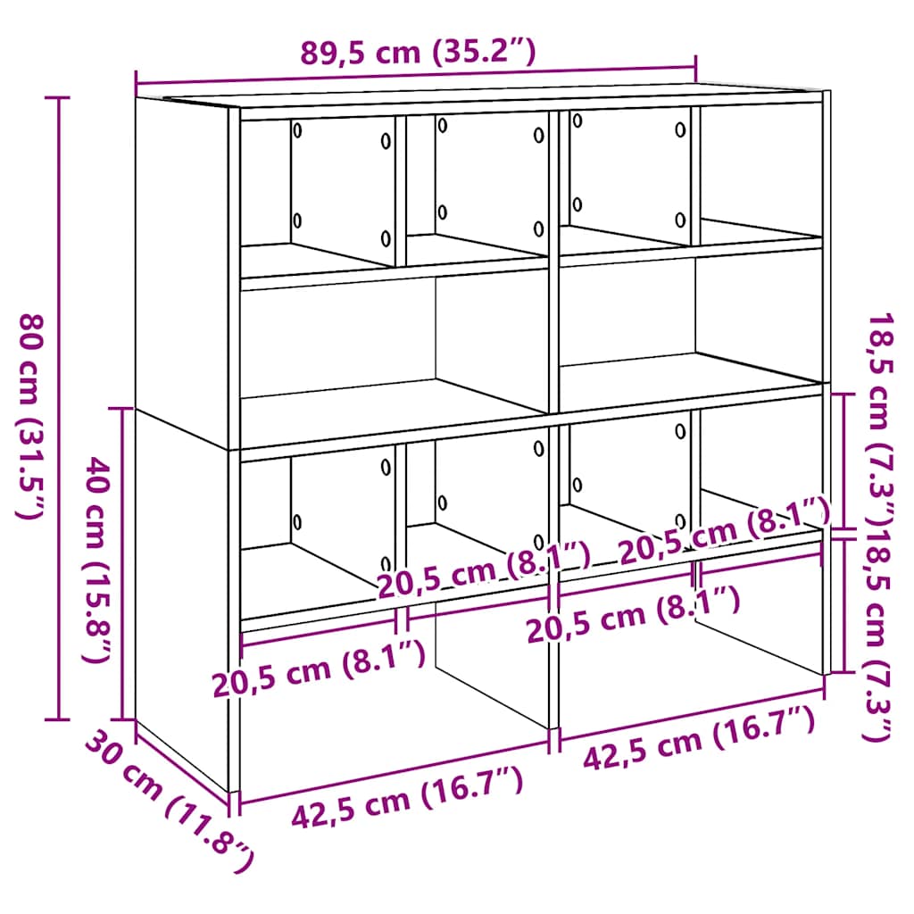 Scarpiere 2 pz Impilabili Rovere Fumo 89,5x30x40 cm