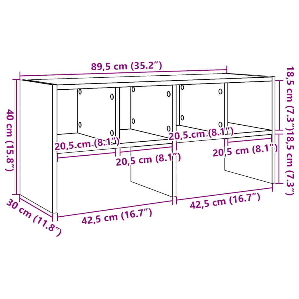 Scarpiera Impilabile Grigio Sonoma 89,5x30x40 cm
