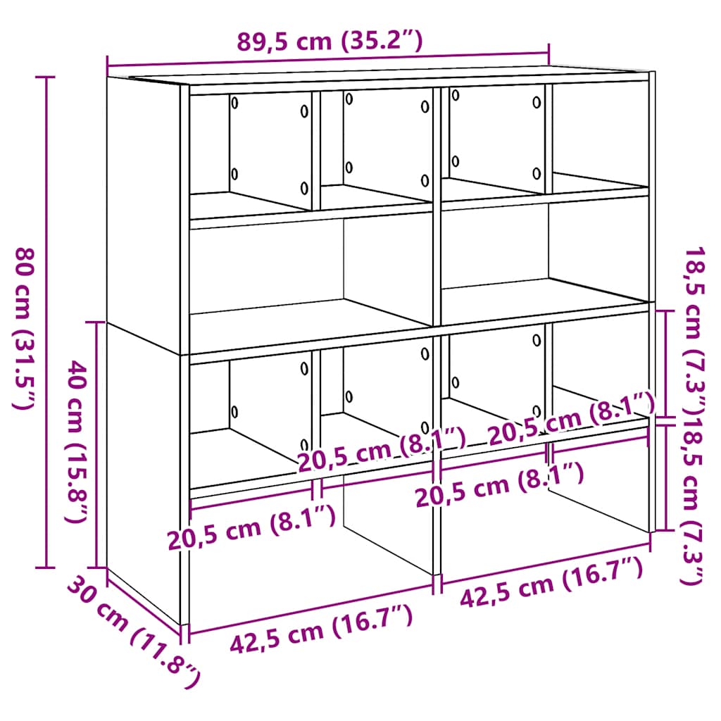 Scarpiere 2 pz Impilabili Grigio Sonoma 89,5x30x40 cm