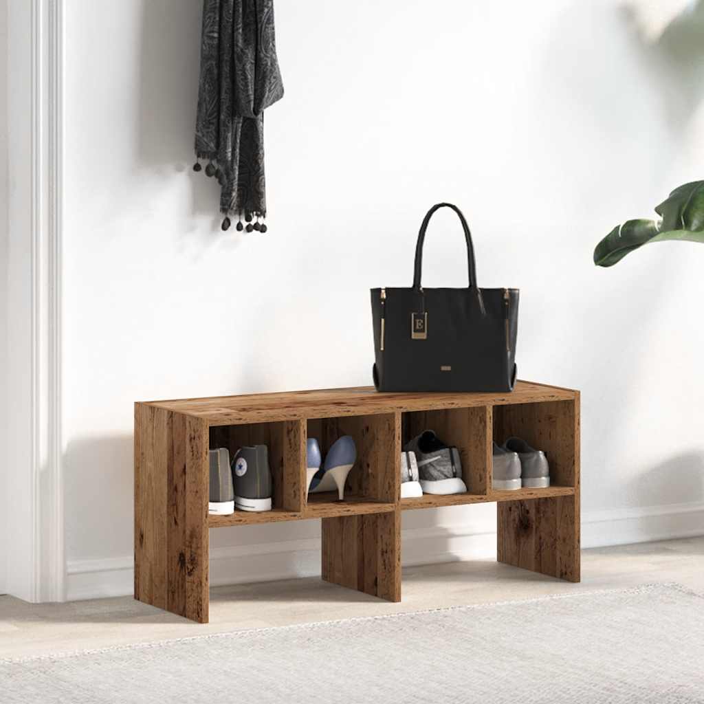Scarpiera Impilabile Legno Antico 89,5x30x40 cm