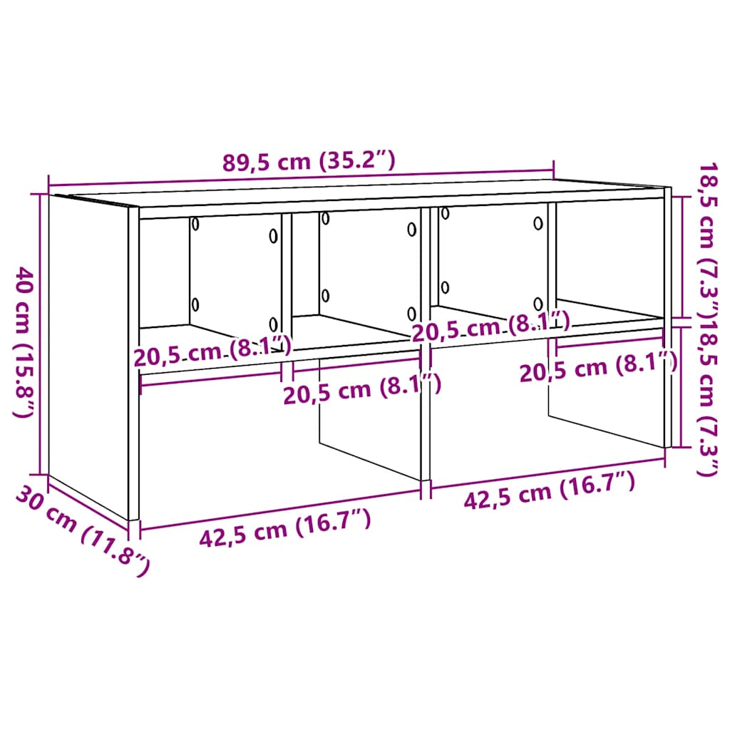 Scarpiera Impilabile Legno Antico 89,5x30x40 cm