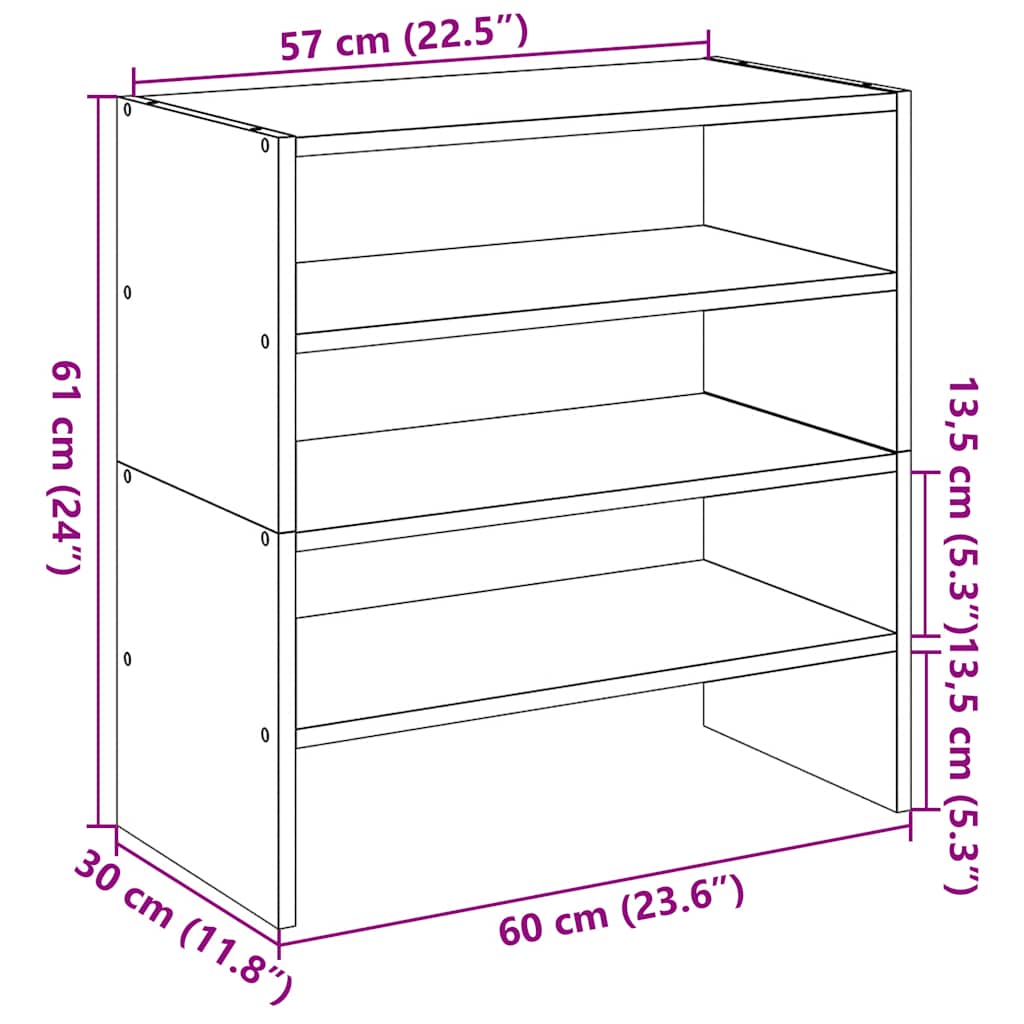 Scarpiere 2 pz Impilabili Bianche 60x30x30,5 cm