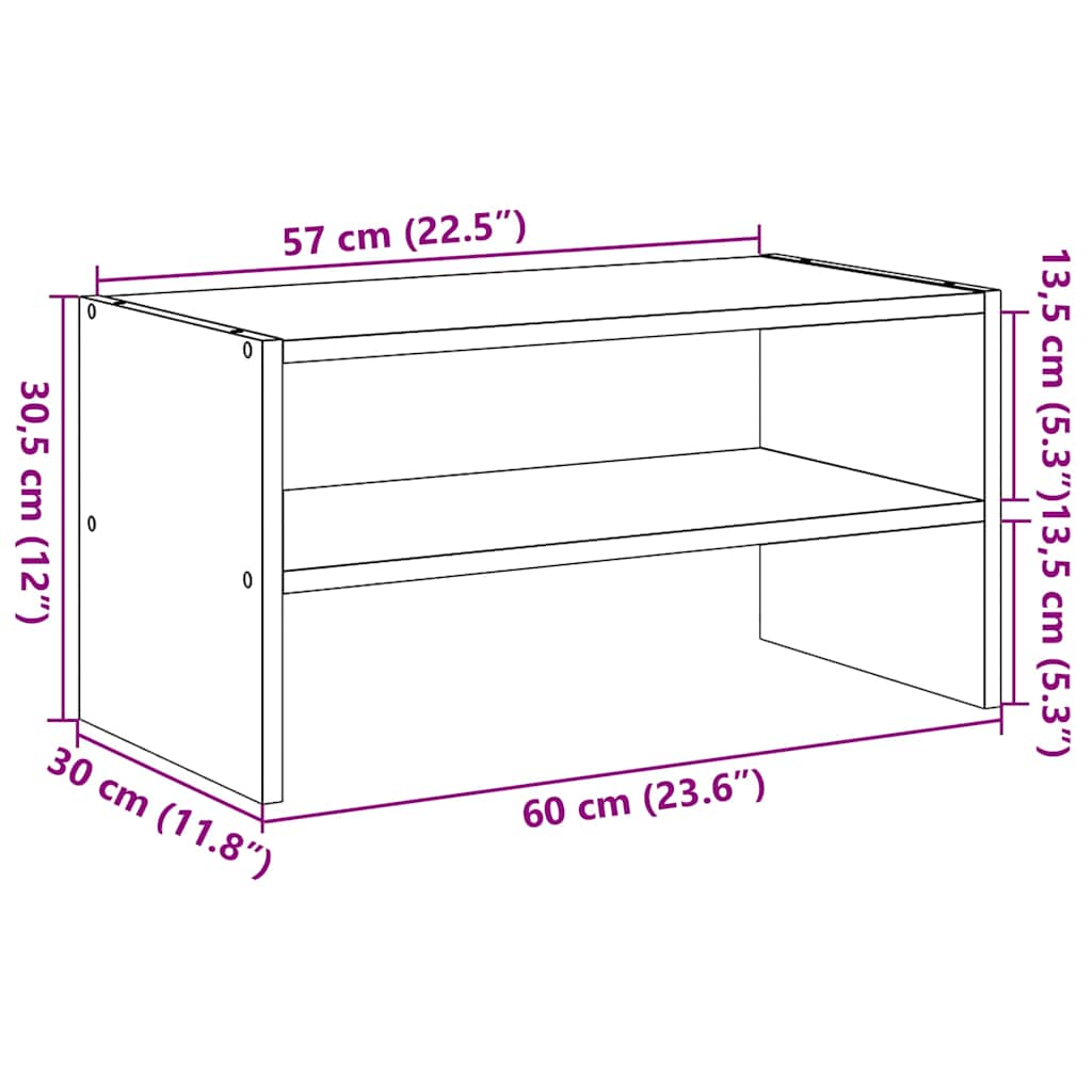 Scarpiera Impilabile Legno Antico 60x30x30,5 cm