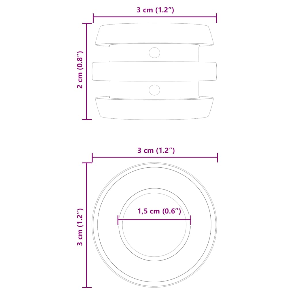 Paracolpi per tavolo da calcio balilla 16 pz Nero 3 x 3 x 2 cm
