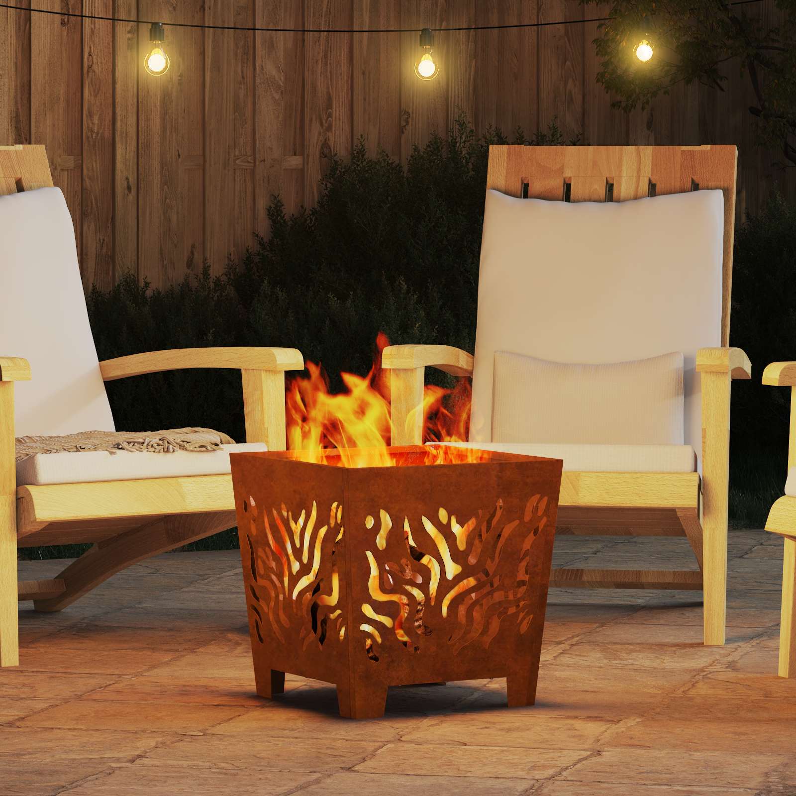 Focolare Marrone 40 x 40 x 40 cm acciaio corten