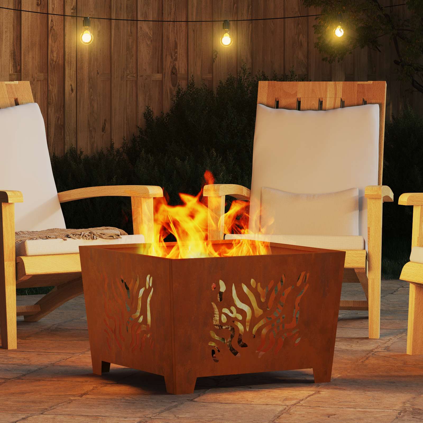 Focolare Marrone 60 x 60 x 40 cm acciaio corten