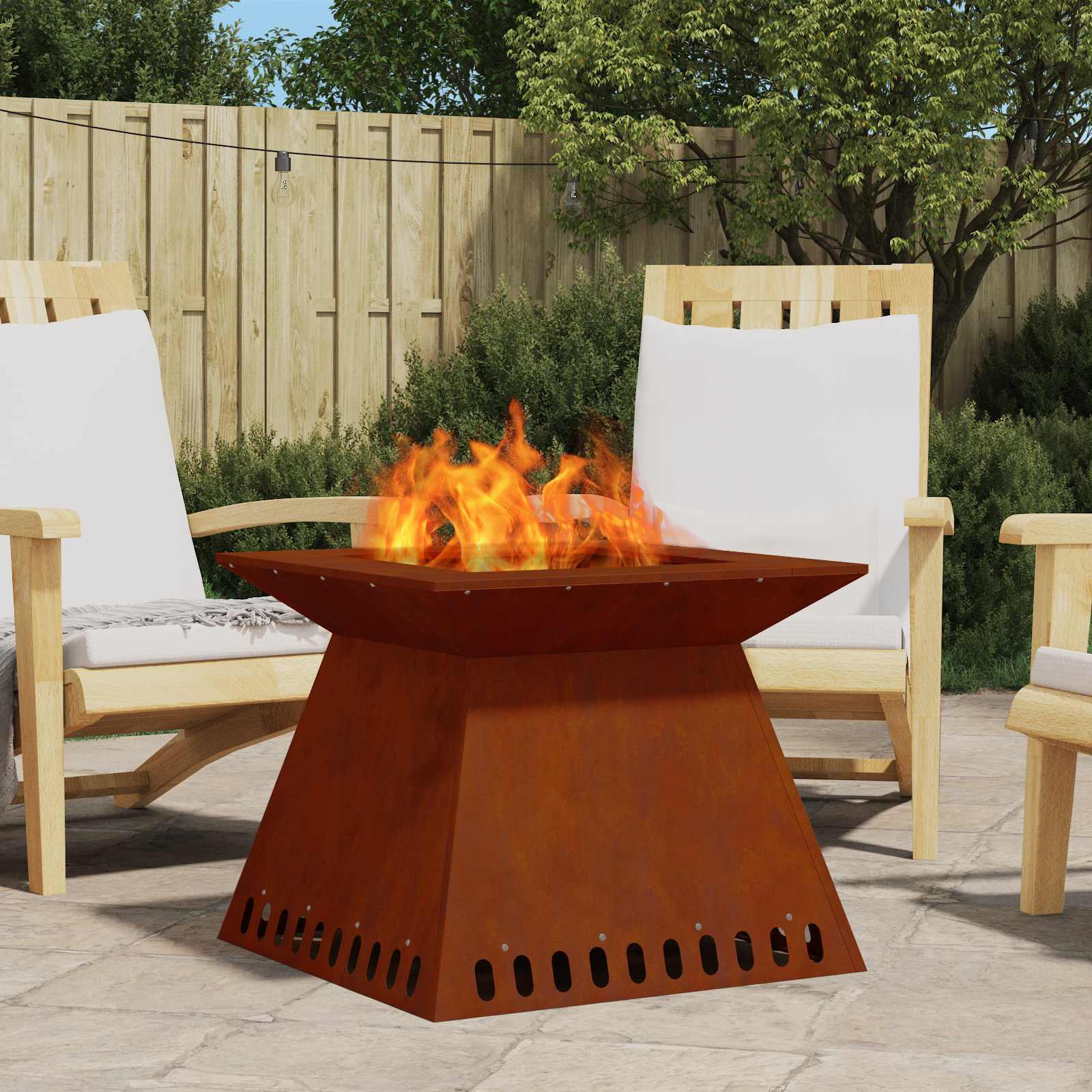 Braciere Ruggine 60 x 60 x 50 cm Acciaio Corten