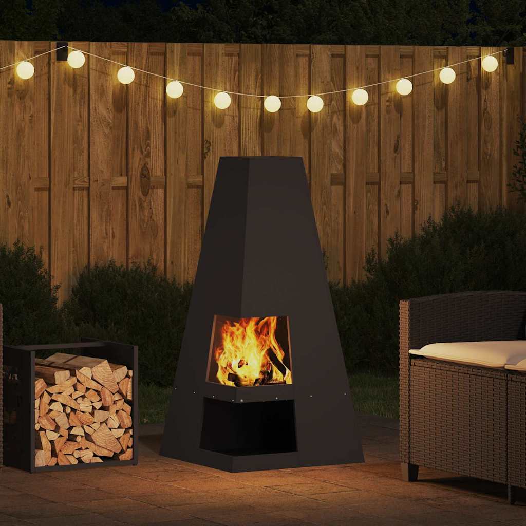 Braciere Nero 50 x 50 x 100 cm Acciaio Corten