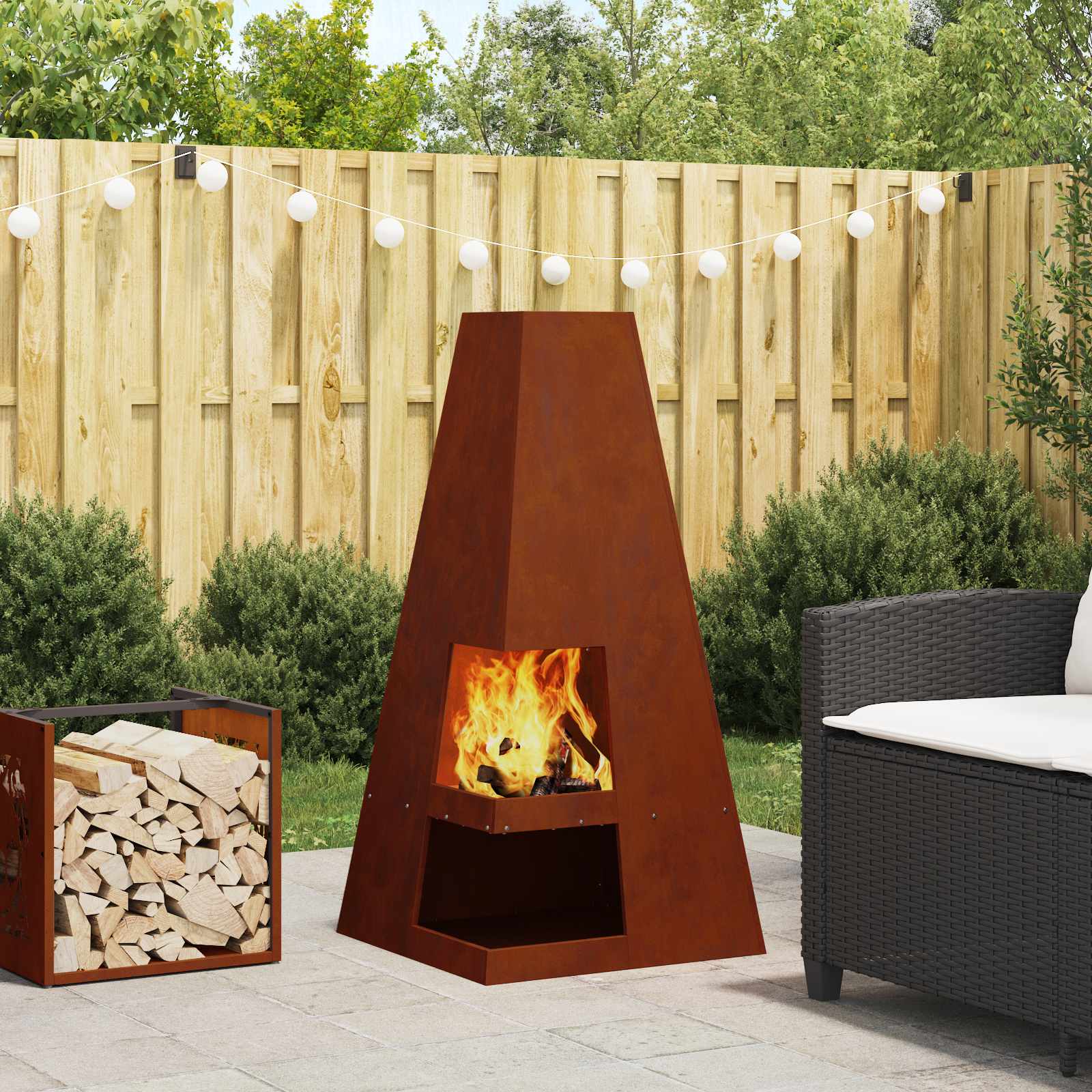 Braciere Ruggine 50 x 50 x 100 cm Acciaio Corten
