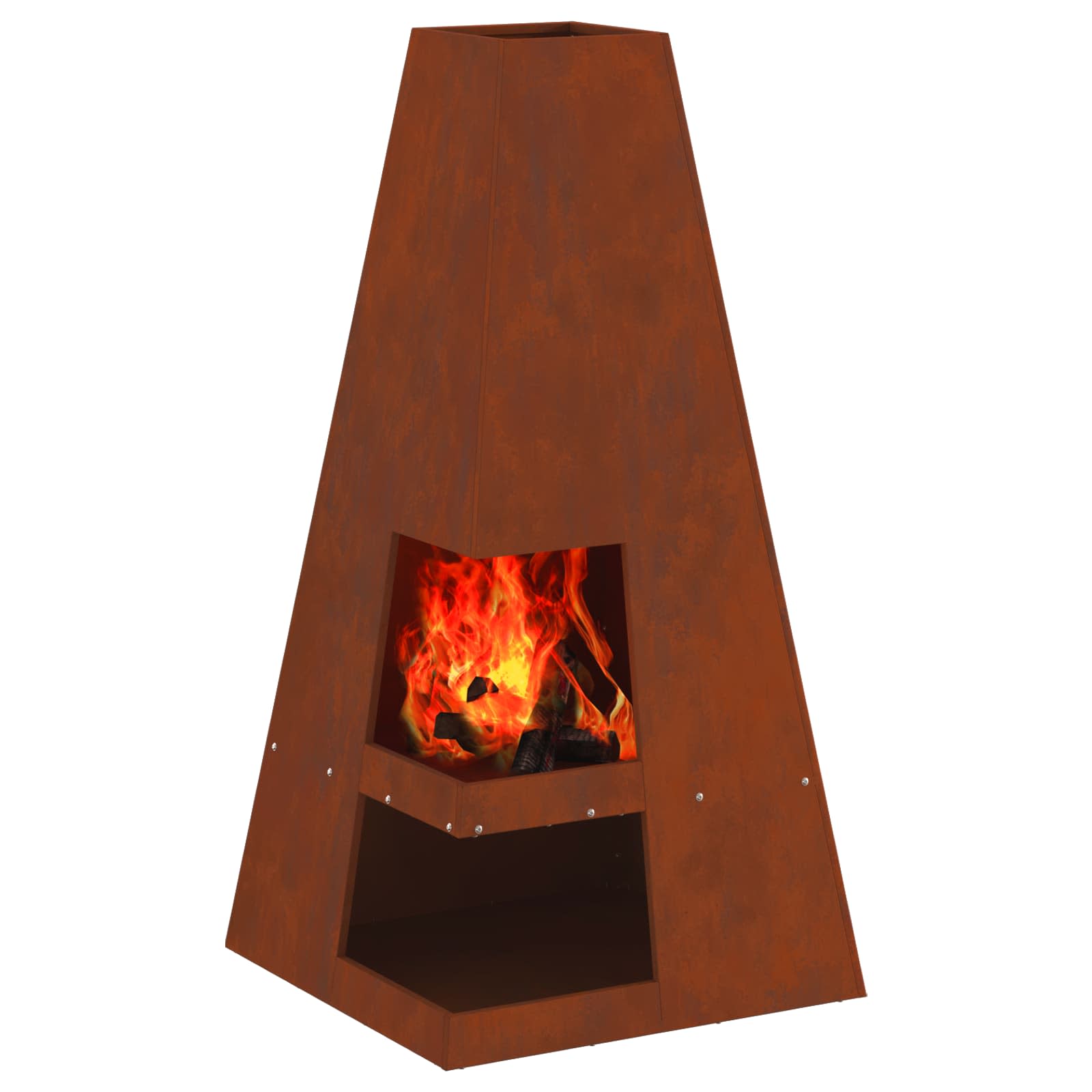 Braciere Ruggine 50 x 50 x 100 cm Acciaio Corten