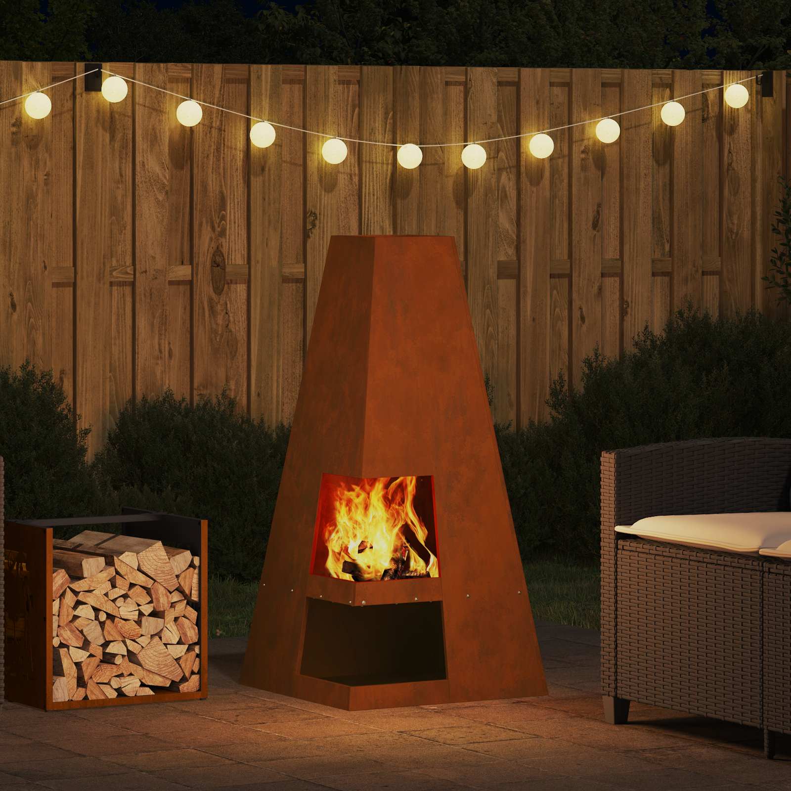 Braciere Ruggine 50 x 50 x 100 cm Acciaio Corten