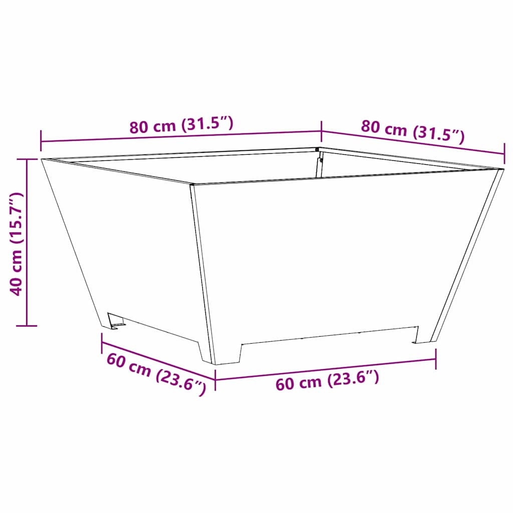 Braciere Ruggine 80 x 80 x 40 cm