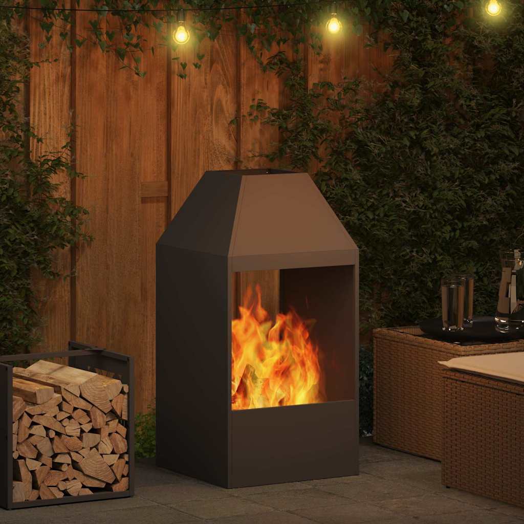 Braciere Nero 50 x 50 x 100 cm Acciaio Corten