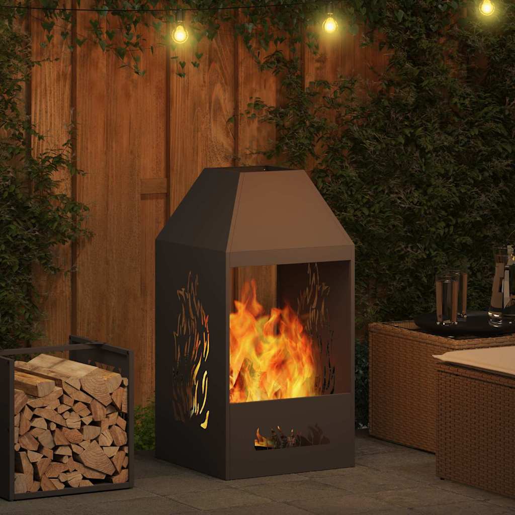 Braciere Nero 50 x 50 x 100 cm Acciaio Corten