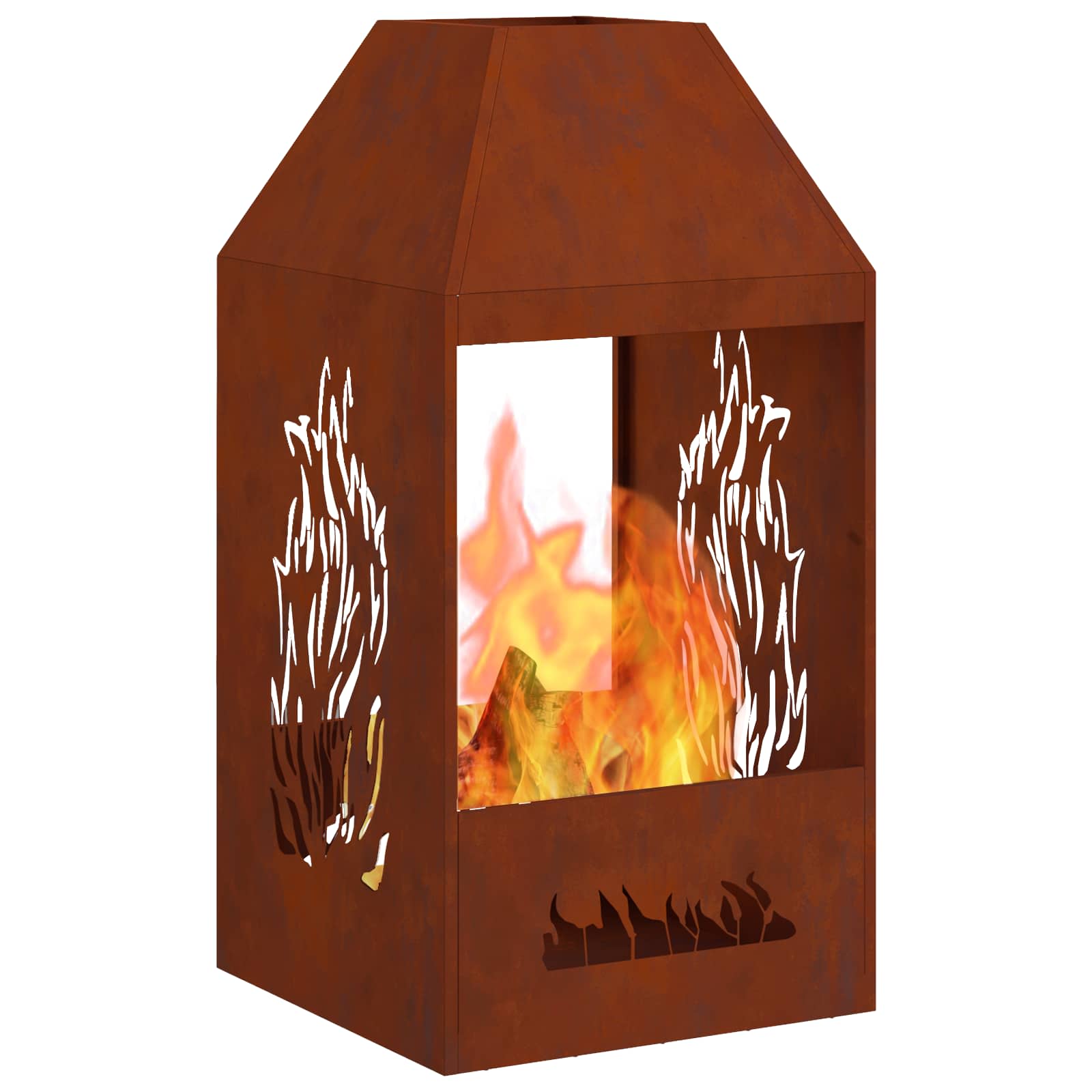 Braciere Ruggine 50 x 50 x 100 cm Acciaio Corten