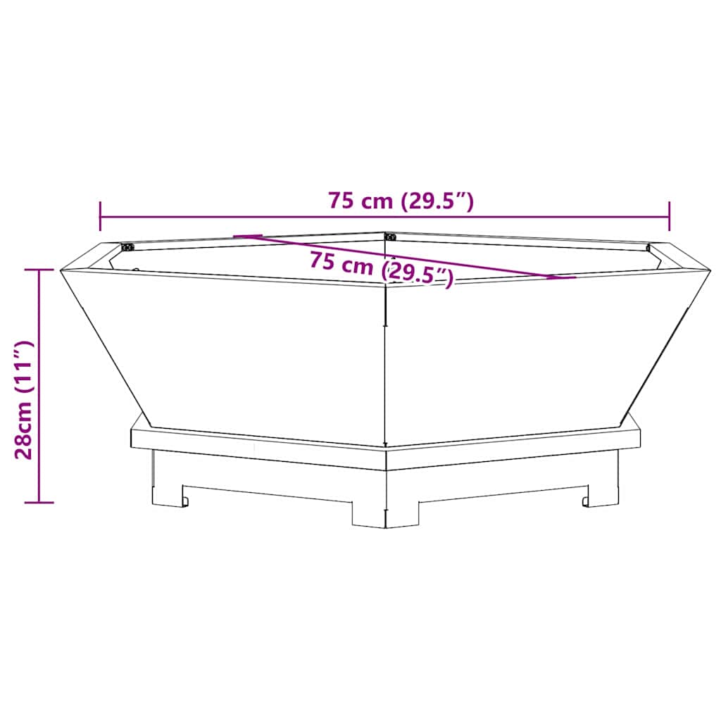 Braciere Ruggine 75 x 75 x 28 cm