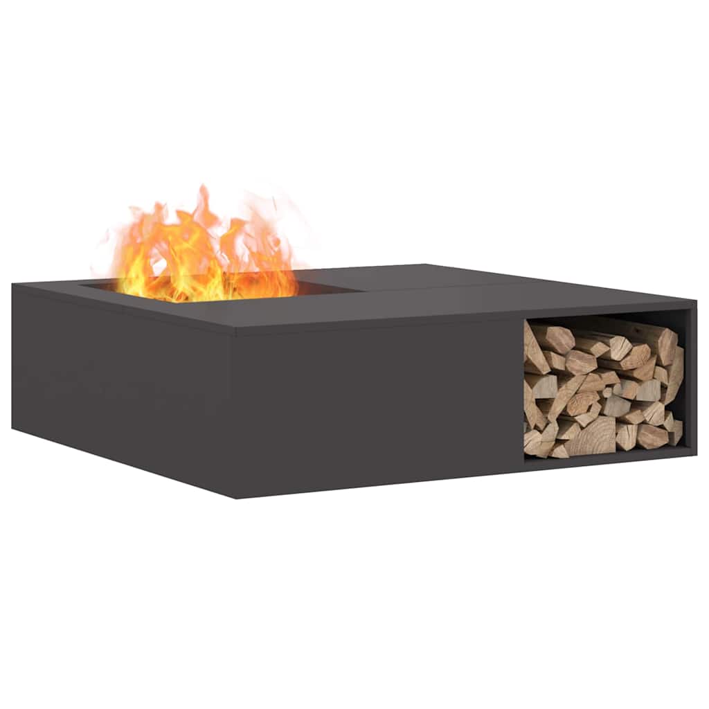 Focolare Nero 100 x 100 x 30 cm Acciaio Corten