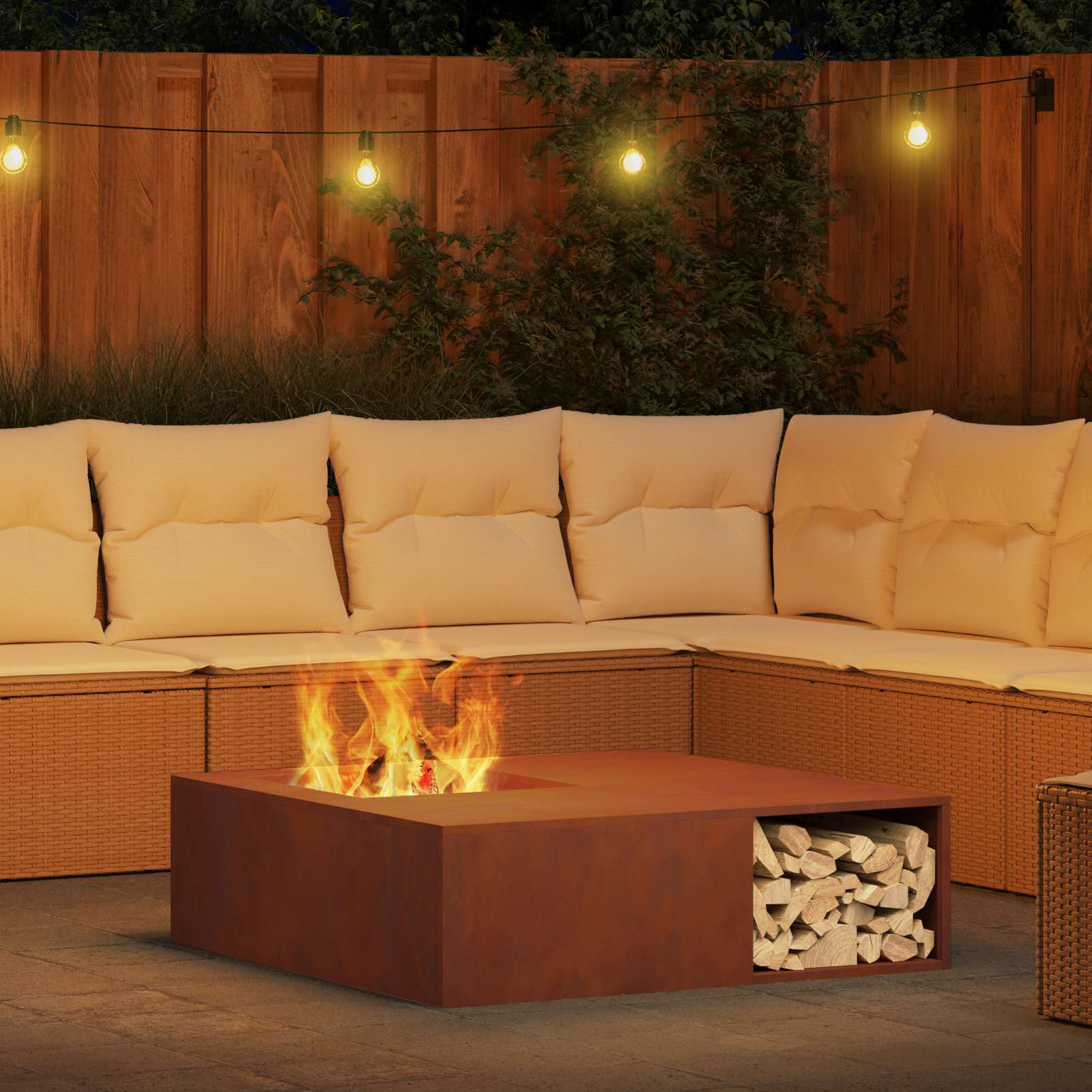 Focolare Ruggine 100 x 100 x 30 cm Acciaio Corten