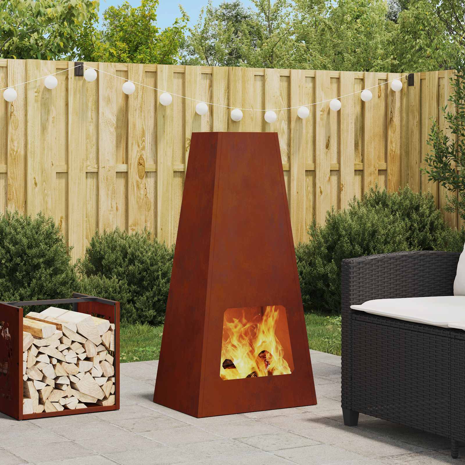 Braciere Ruggine 50 x 35 x 100 cm Acciaio Corten