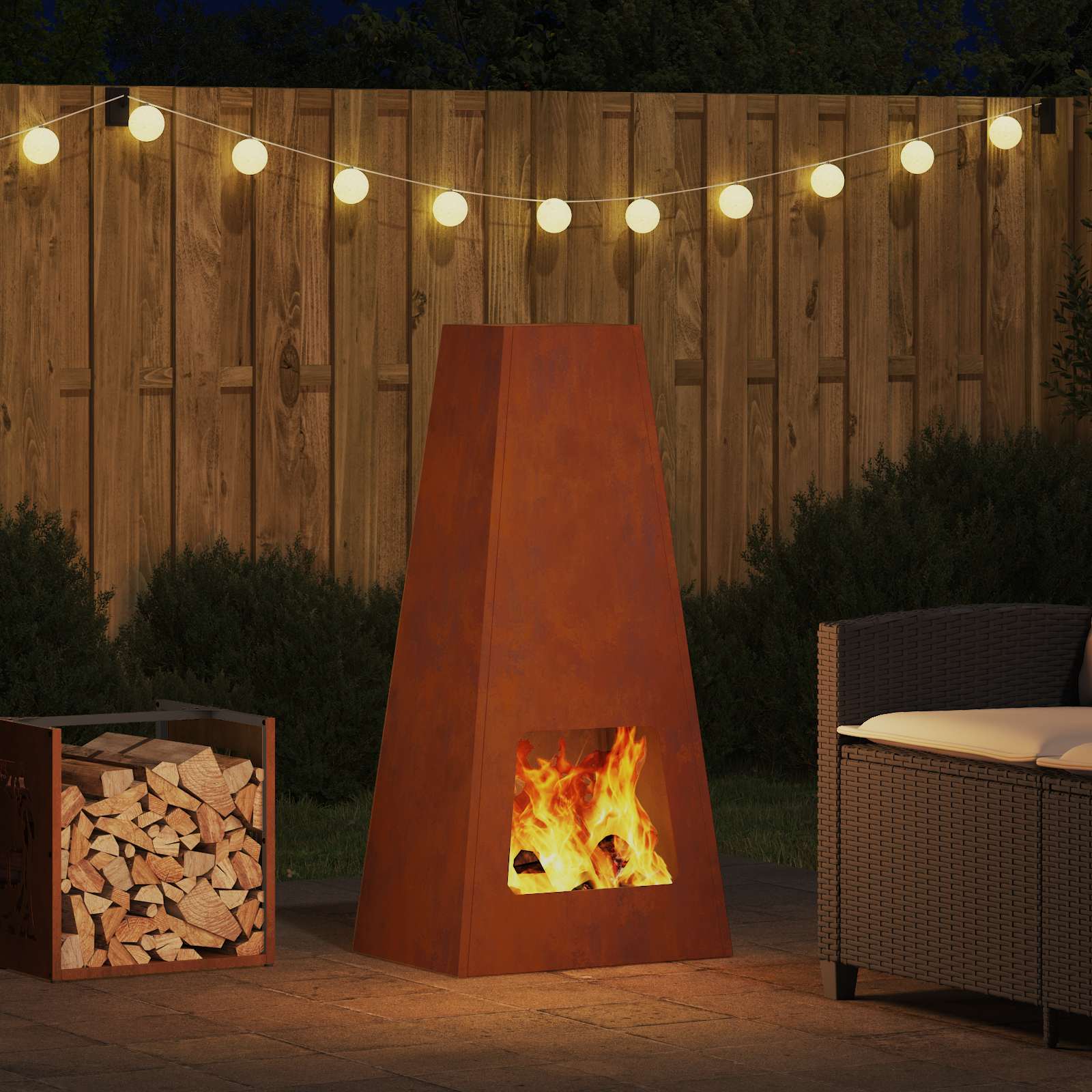 Braciere Ruggine 50 x 35 x 100 cm Acciaio Corten