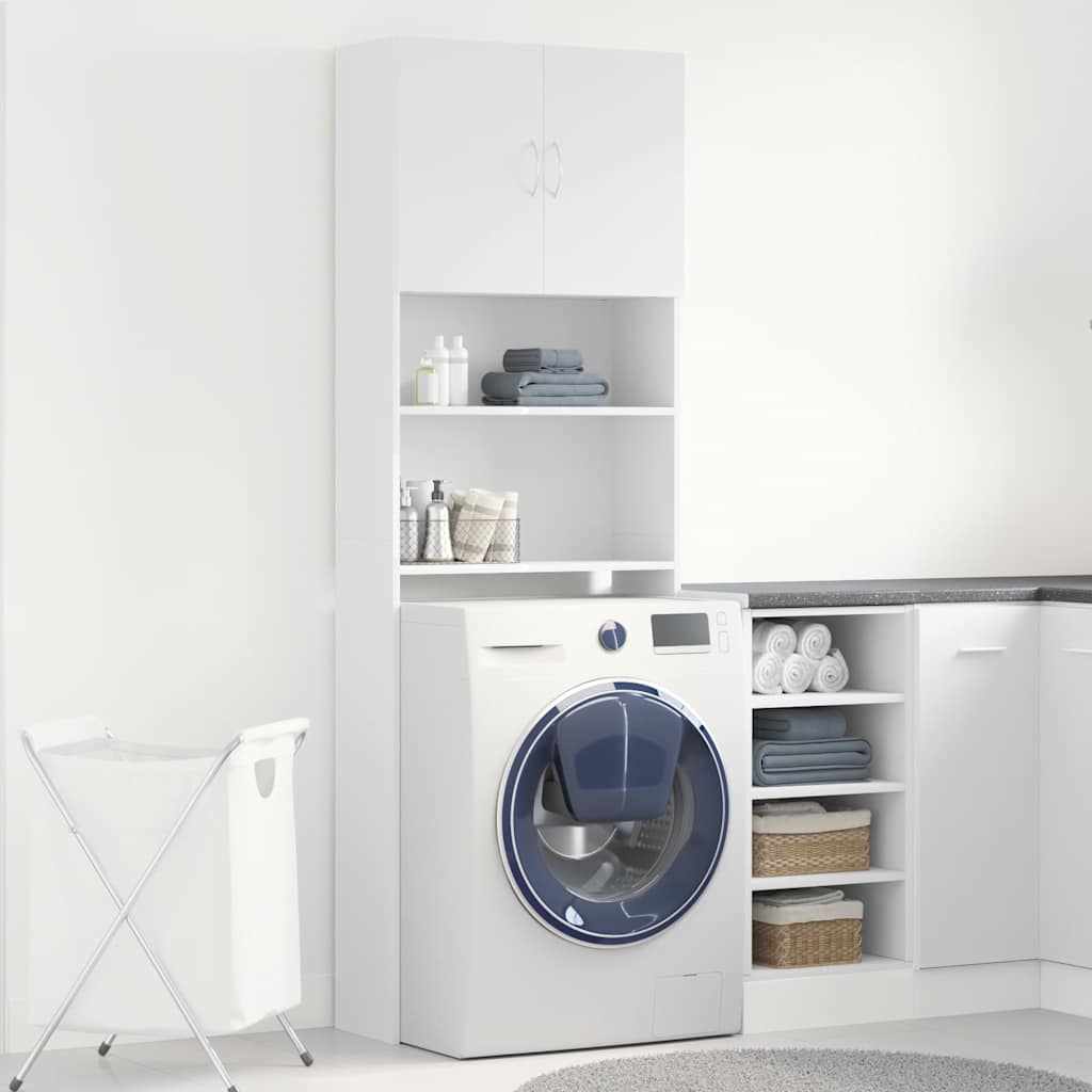 Mobile Lavatrice Bianco 64x24x190 cm in Legno Multistrato