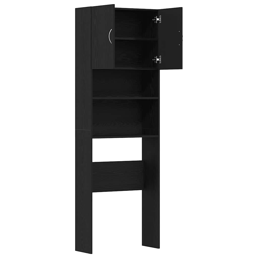 Mobile Lavatrice Rovere Nero 64x24x190 cm in Legno Multistrato