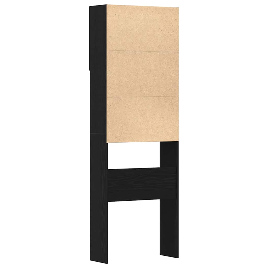 Mobile Lavatrice Rovere Nero 64x24x190 cm in Legno Multistrato