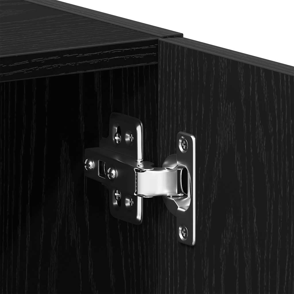 Mobile Lavatrice Rovere Nero 64x24x190 cm in Legno Multistrato