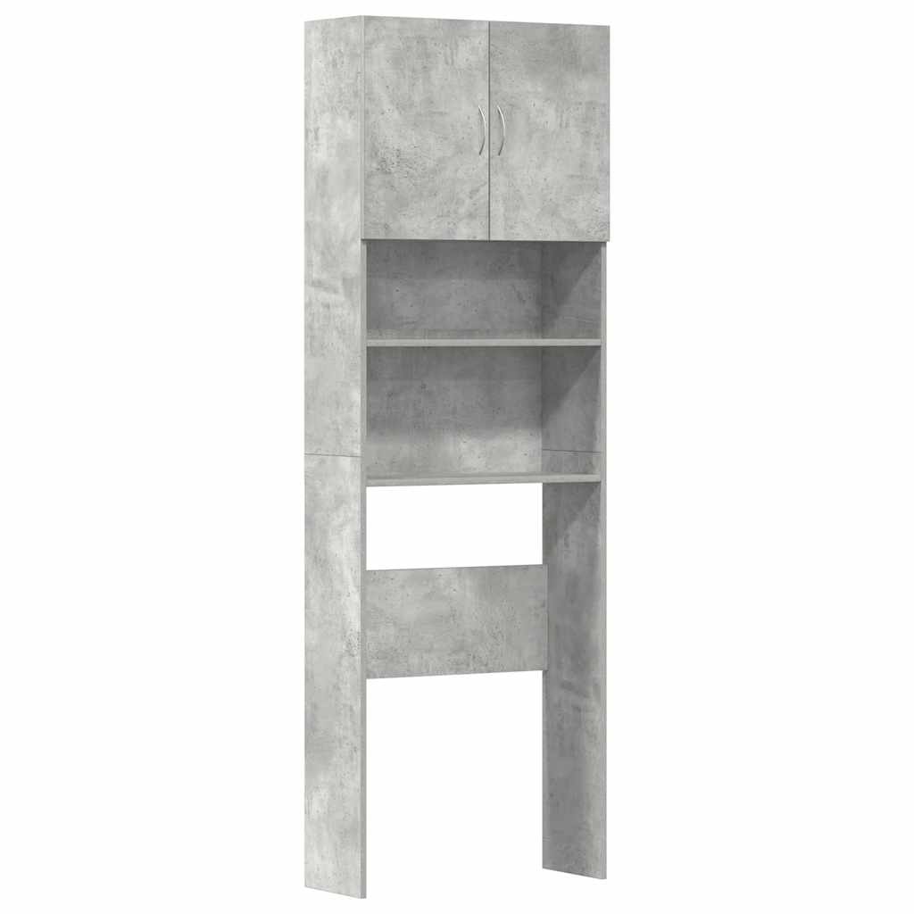 Mobile Lavatrice Grigio Cemento 64x24x190 cm Legno Multistrato