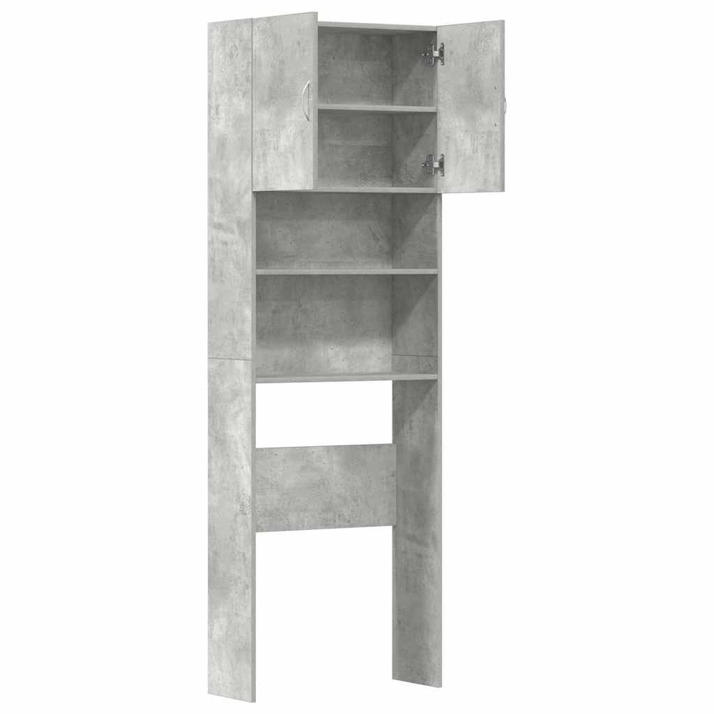 Mobile Lavatrice Grigio Cemento 64x24x190 cm Legno Multistrato