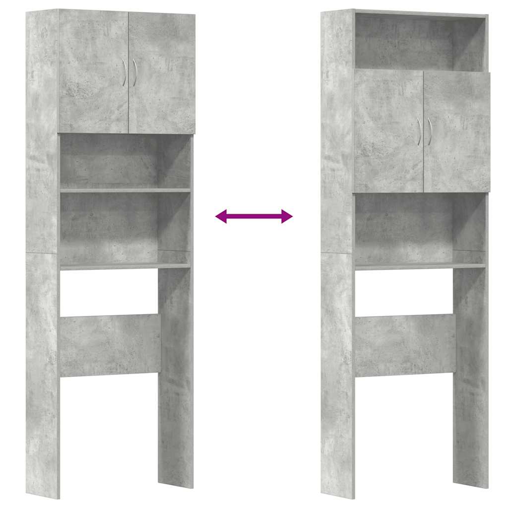 Mobile Lavatrice Grigio Cemento 64x24x190 cm Legno Multistrato