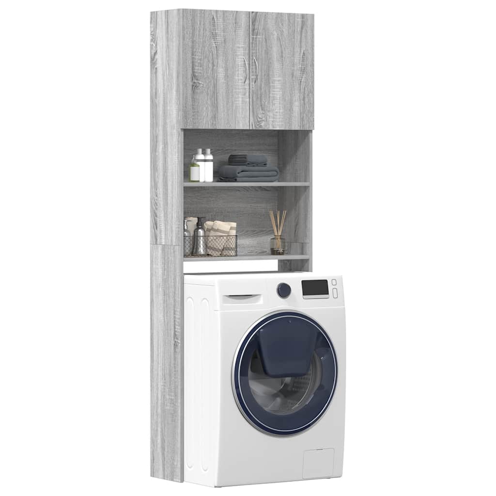 Mobile Lavatrice Grigio Sonoma 64x24x190 cm Legno Multistrato