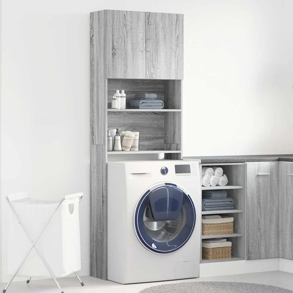 Mobile Lavatrice Grigio Sonoma 64x24x190 cm Legno Multistrato