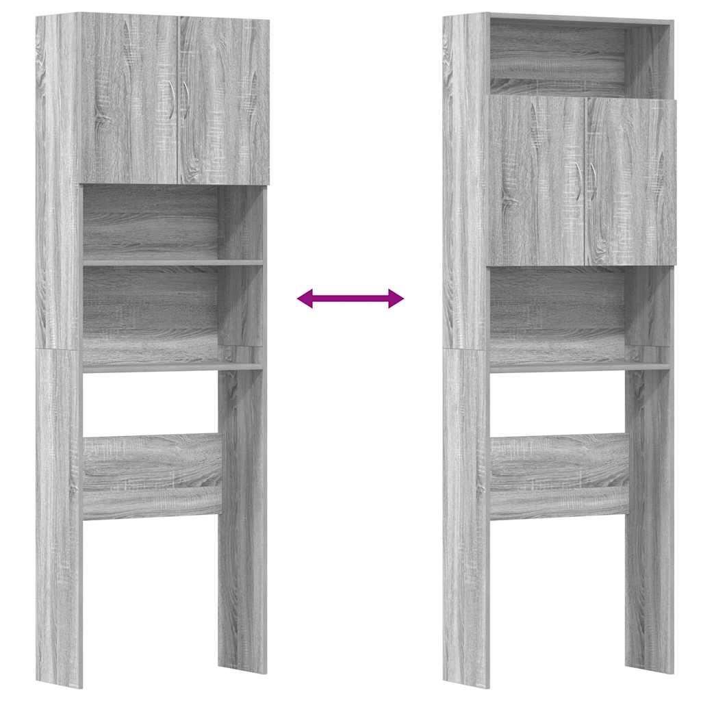 Mobile Lavatrice Grigio Sonoma 64x24x190 cm Legno Multistrato