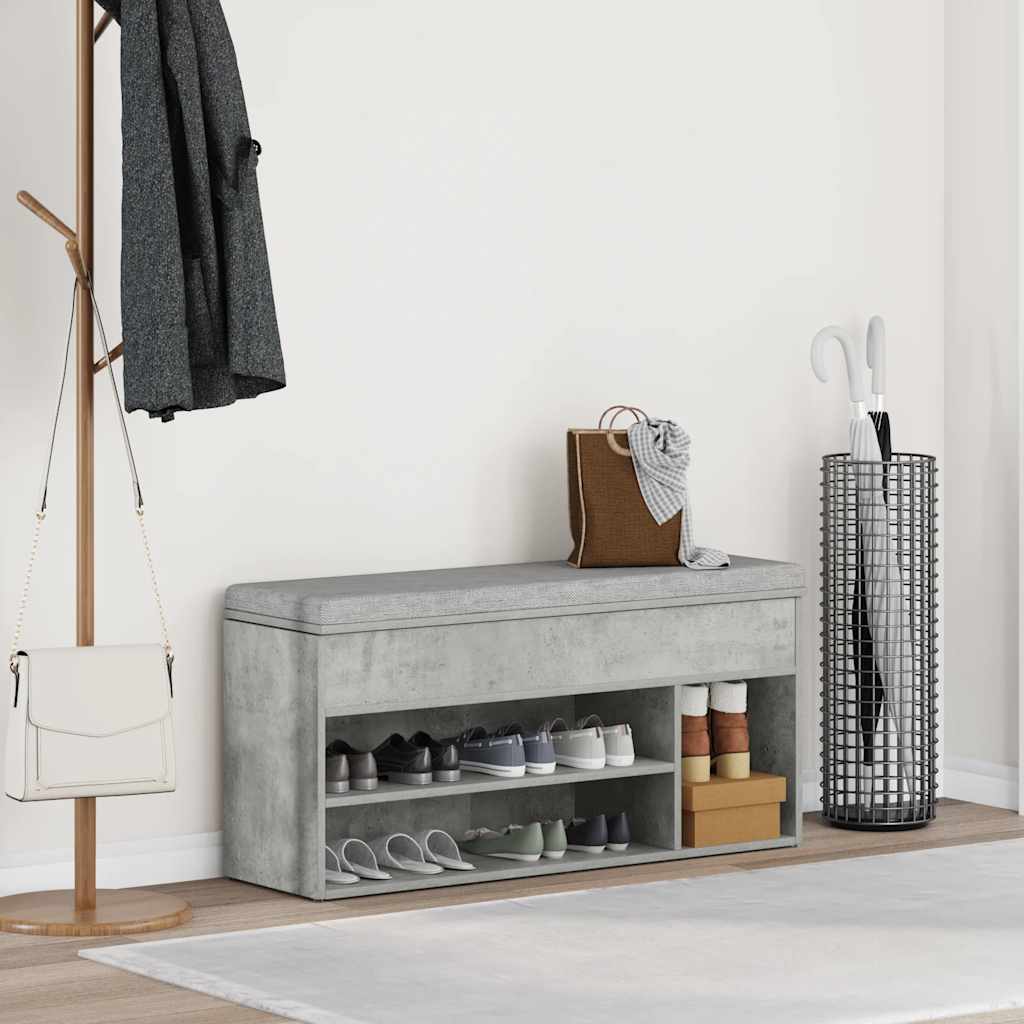 Scarpiera Grigio Cemento 102x30,5x45 cm in Legno Multistrato