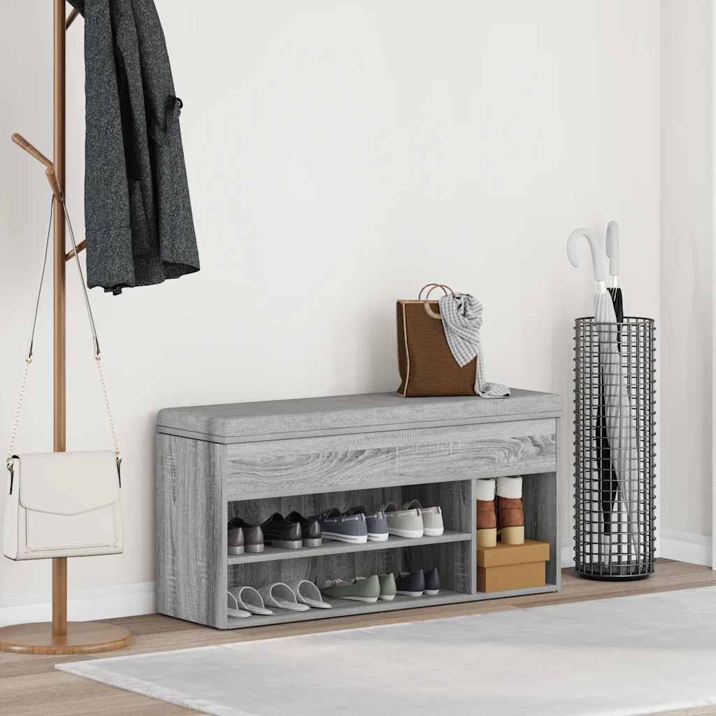 Scarpiera Grigio Sonoma 102x30,5x45 cm in Legno Multistrato