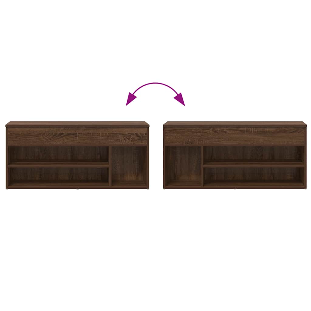 Scarpiera Rovere Marrone 102x30,5x45 cm in Legno Multistrato