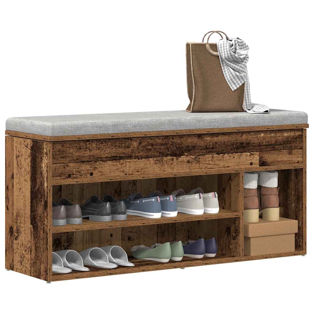 Scarpiera Legno Antico 102x30,5x45 cm in Legno Multistrato