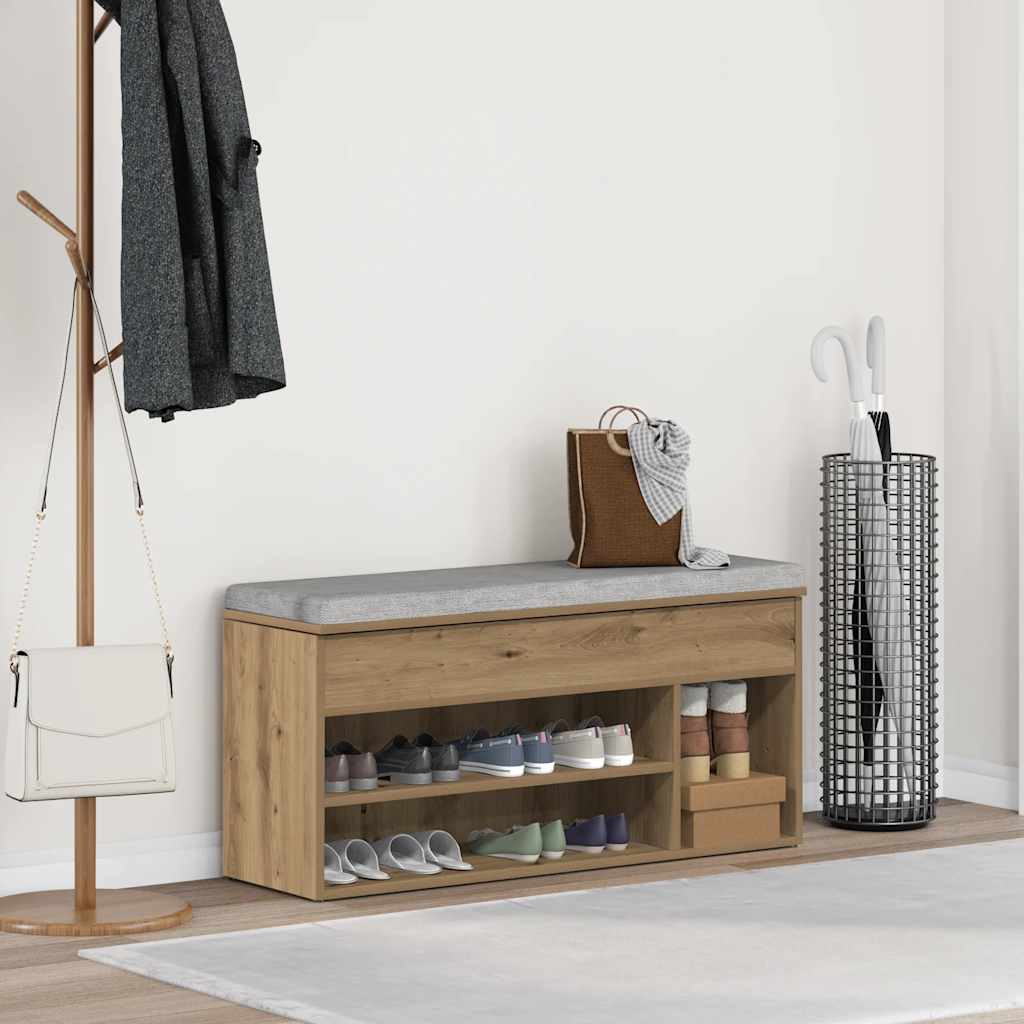 Scarpiera Rovere Artigianale 102x30,5x45 cm Legno Multistrato