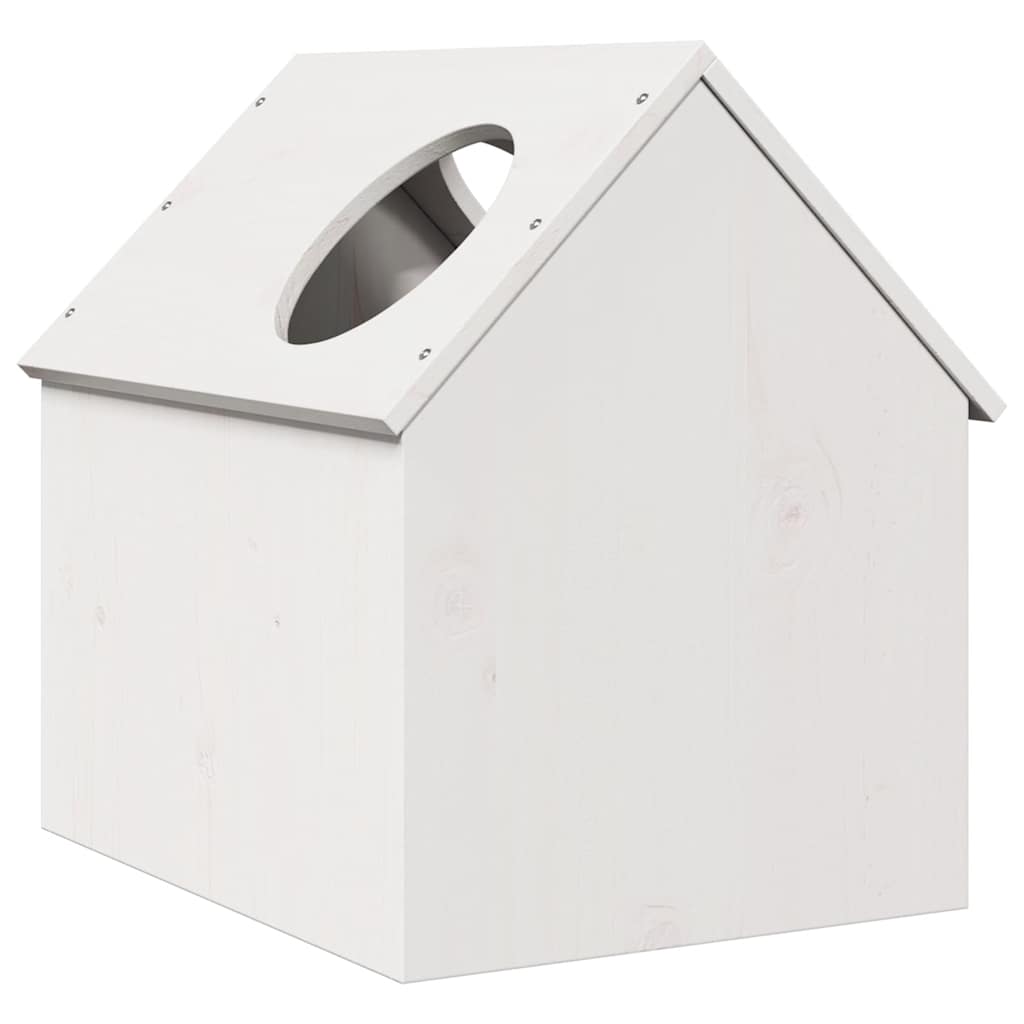 Cuccia per Gatti Bianca 41x50x50 cm in Legno Massello di Pino