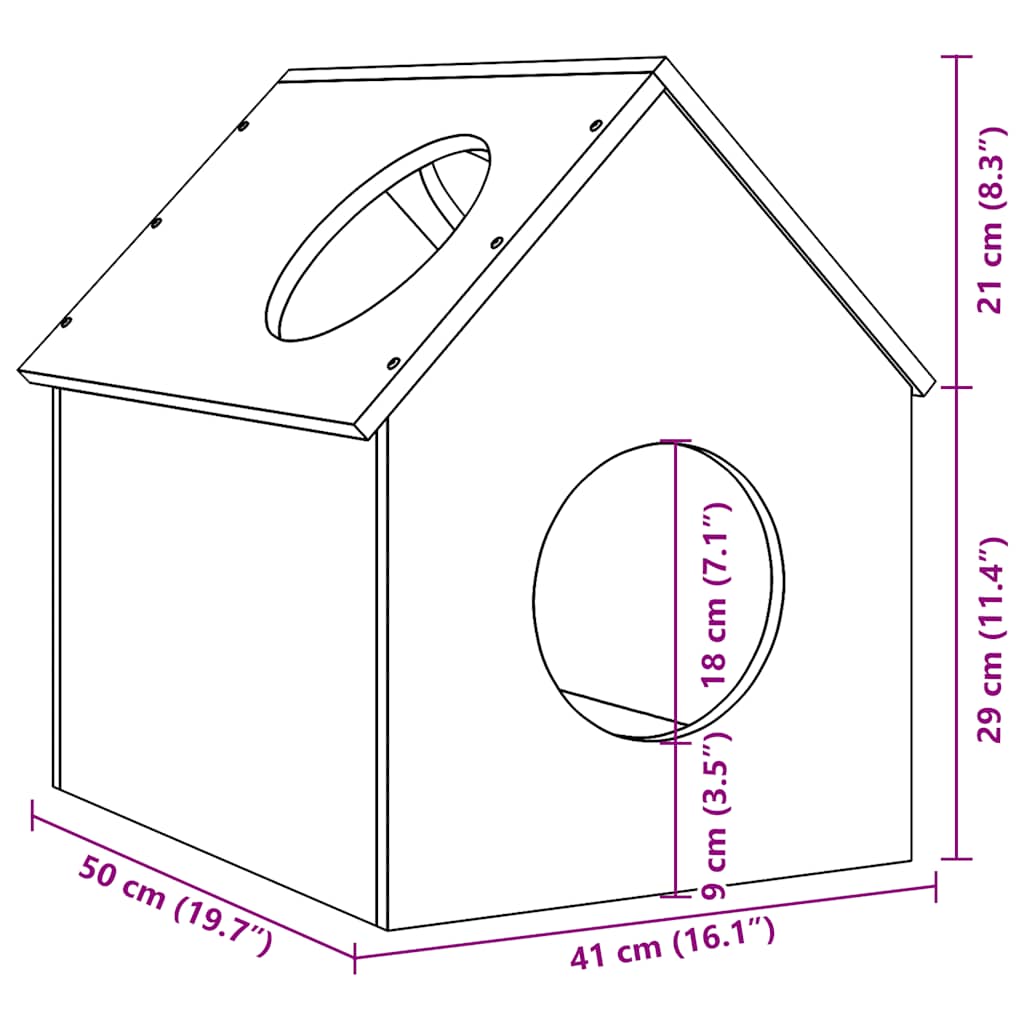Cuccia per Gatti Bianca 41x50x50 cm in Legno Massello di Pino