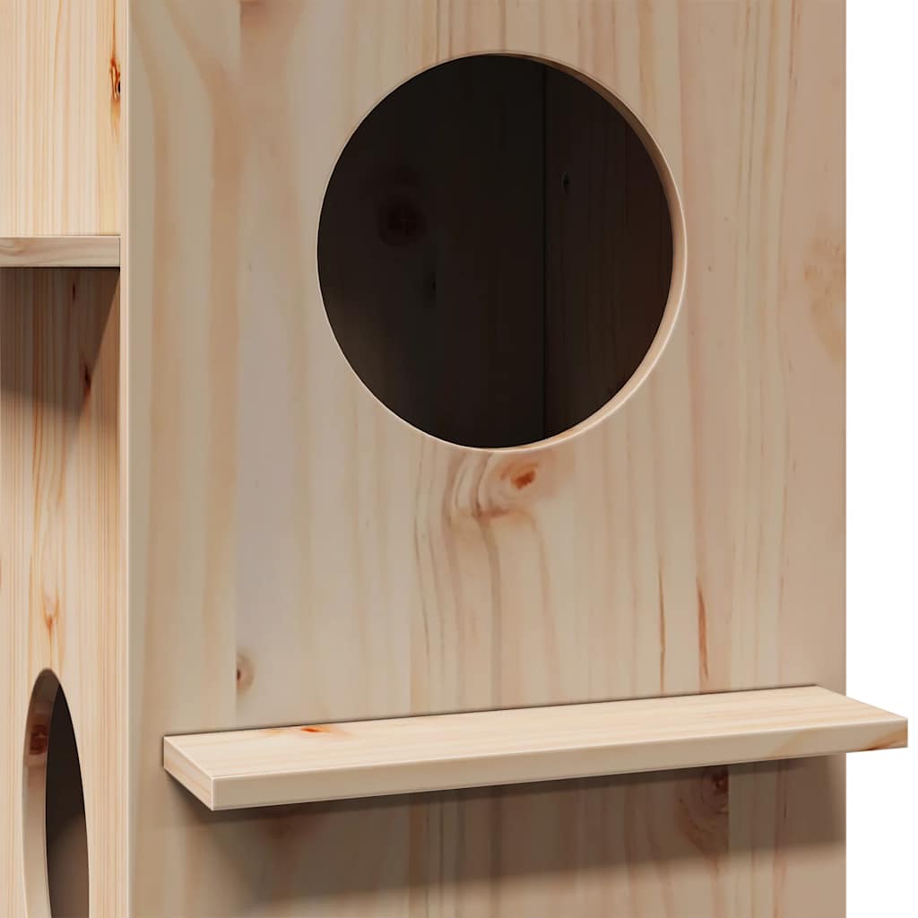 Cuccia per Gatti 43x43x60 cm in Legno Massello di Pino