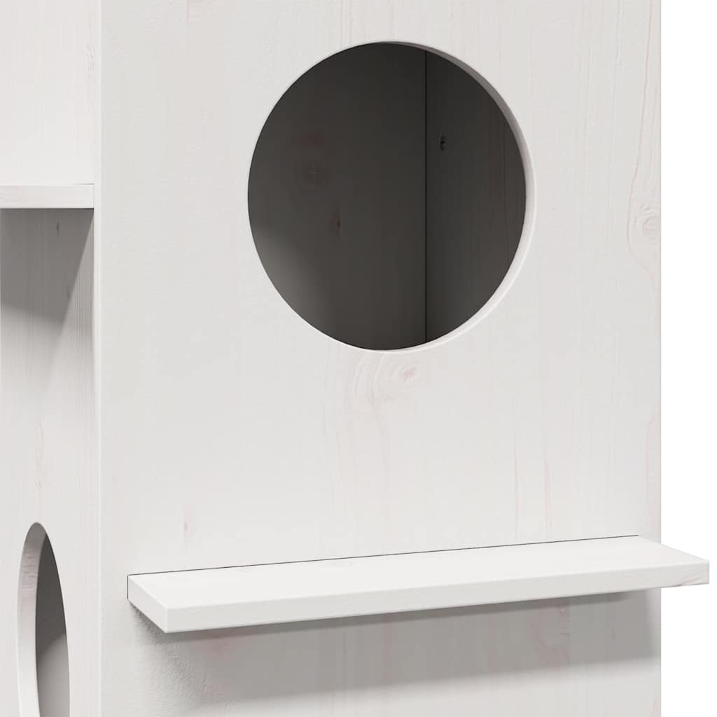 Cuccia per Gatti Bianca 43x43x60 cm in Legno Massello di Pino