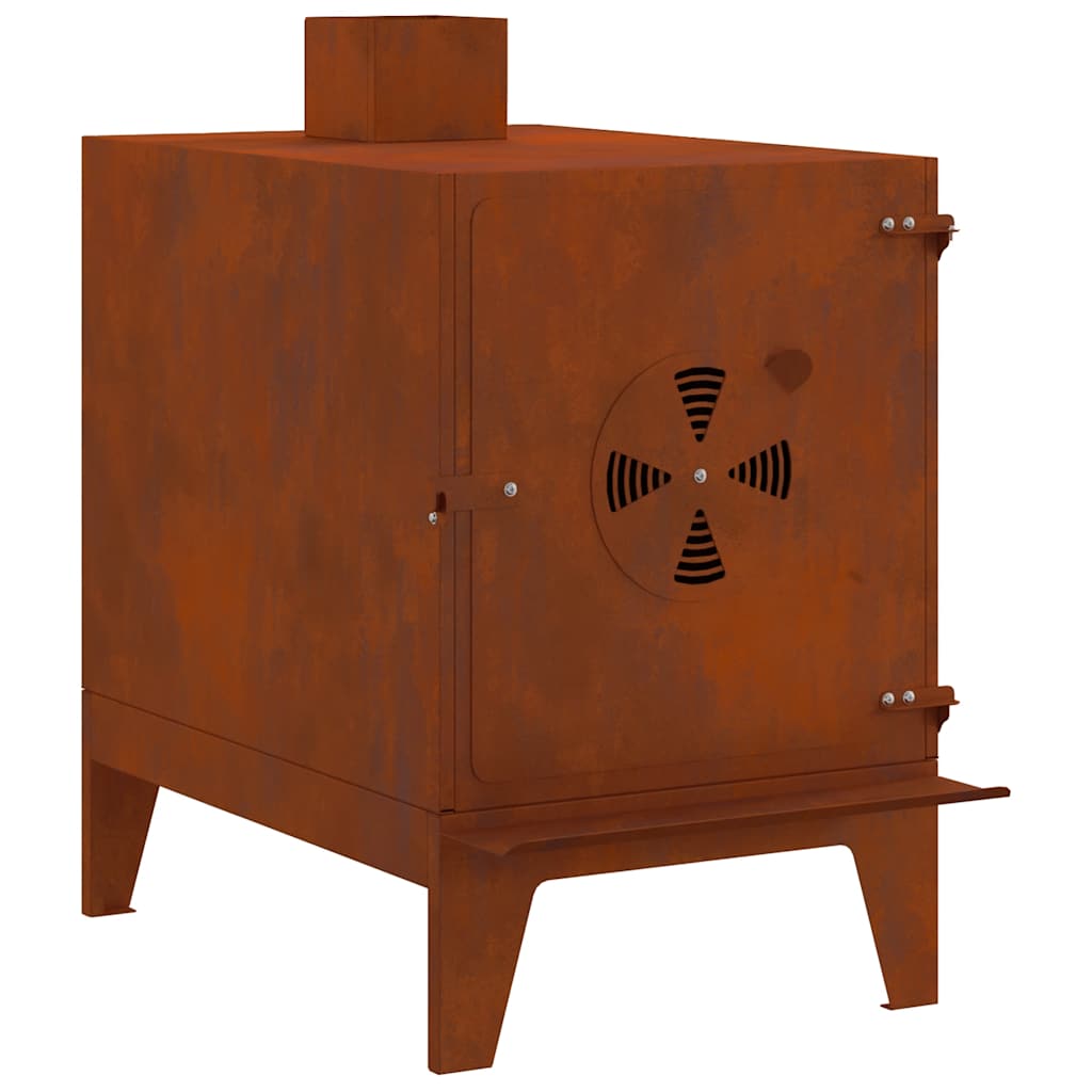 Stufa da Campeggio 35x50x60 cm in Acciaio Corten