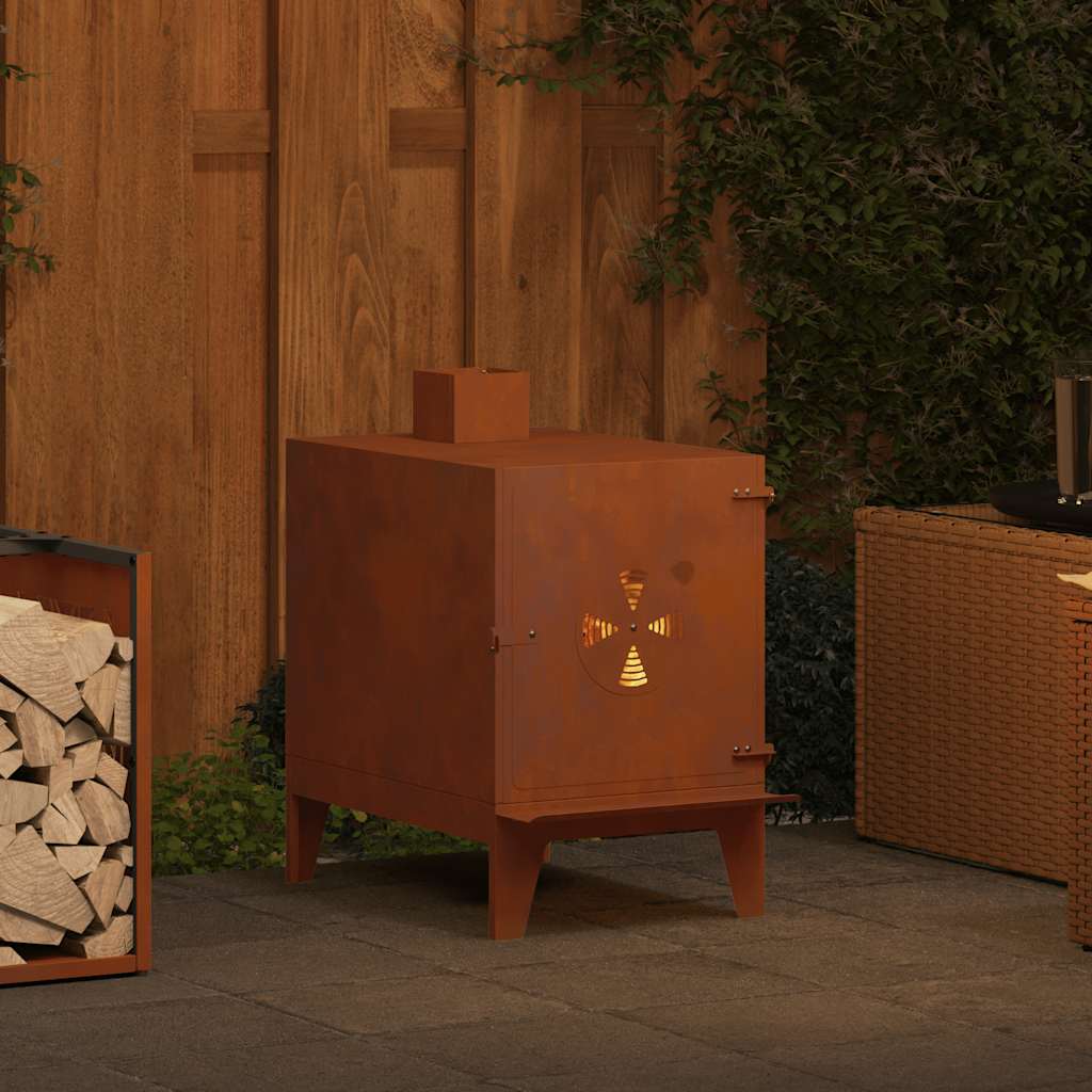 Stufa da Campeggio 35x50x60 cm in Acciaio Corten