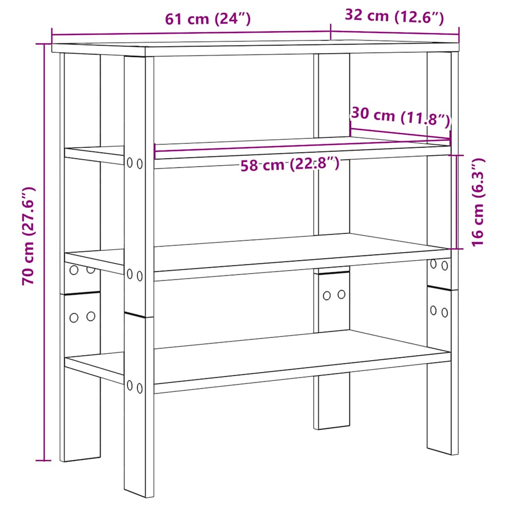 Scarpiera Grigio Sonoma 61x32x70 cm in Legno Multistrato