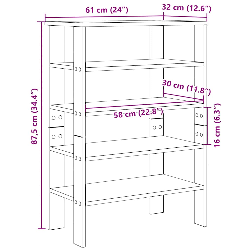 Scarpiera Grigio Cemento 61x32x87,5 cm in Legno Multistrato