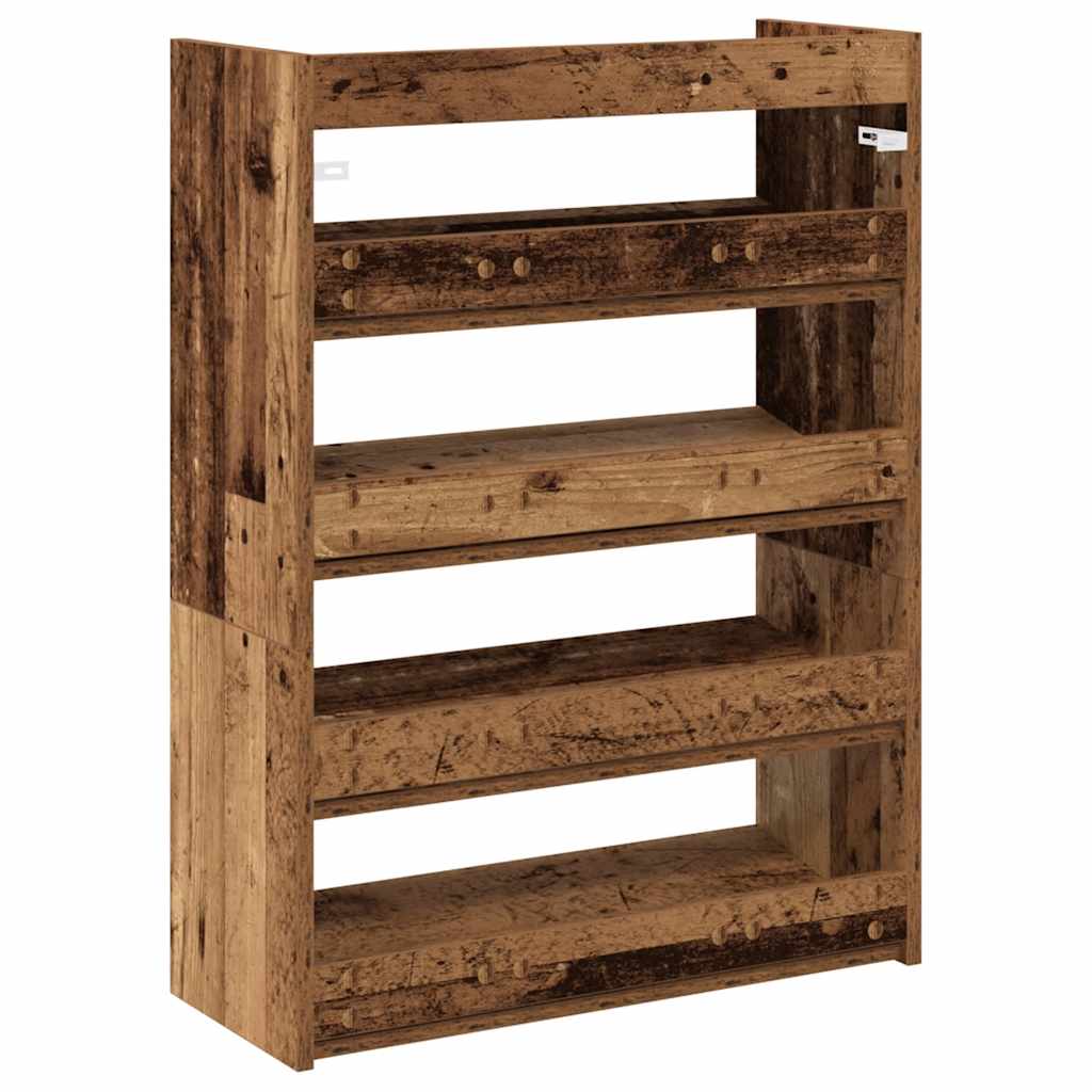 Scarpiera Legno Antico 60x25x81 cm in Legno Multistrato